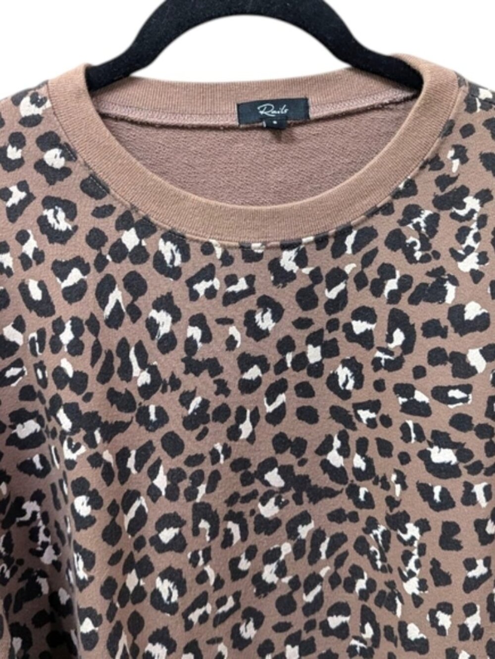 Rails Reeves Mountain Leopard Animal Print Raw Hem Sweatshirt (S) - Picture 4 of 10